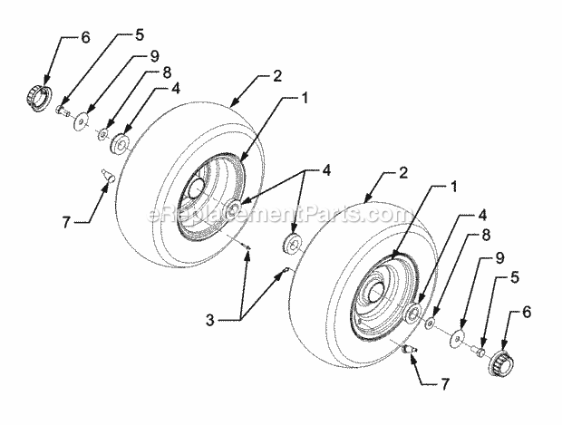 Front Wheels Diagram and Parts List for GT3204 14A-671-710 Cub Cadet Lawn Tractor
